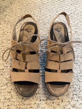 Abeo “Georgia” Like-New Tan Leather Slingback Sandals